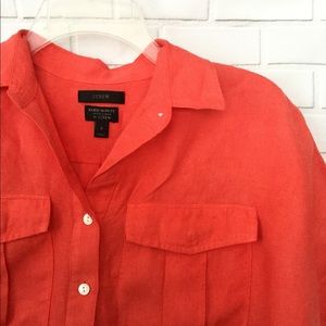 J crew linen short sleeve top